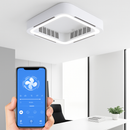 Weißer quadratischer Deckenventilator mit intelligenter App-Steuerung
