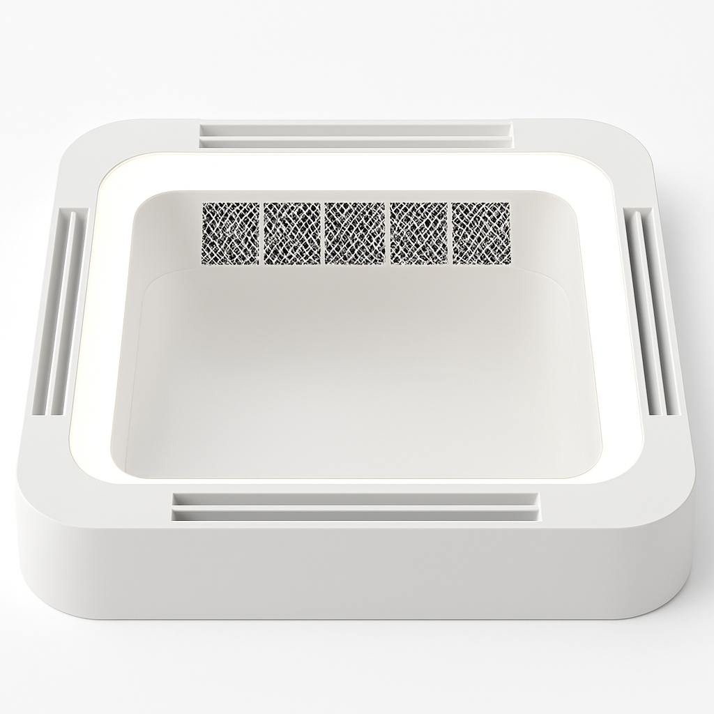 Weißer quadratischer Deckenventilator mit intelligenter App-Steuerung - vue 4 sur 8