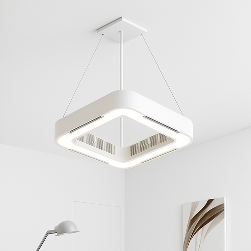 Weißer quadratischer Deckenventilator mit intelligenter App-Steuerung - vue 8 sur 8