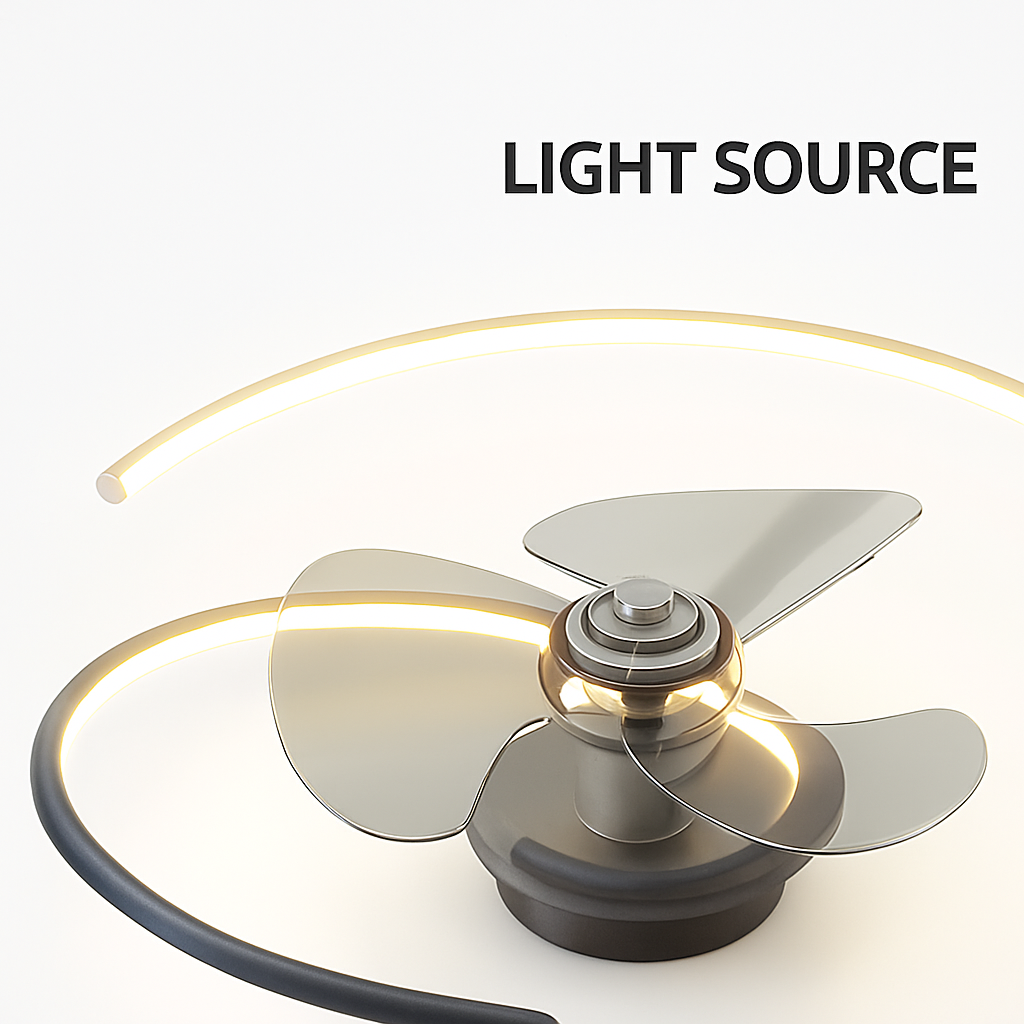 ventilateur de plafond led artpad avec lumière et télécommande - vue 7 sur 16
