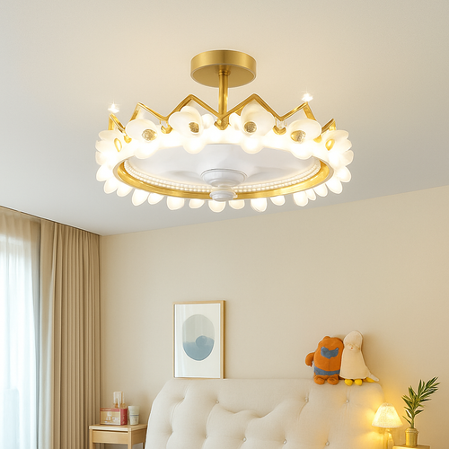 ventilateur de plafond led moderne avec télécommande et éclairage décoratif - vue 3 sur 9