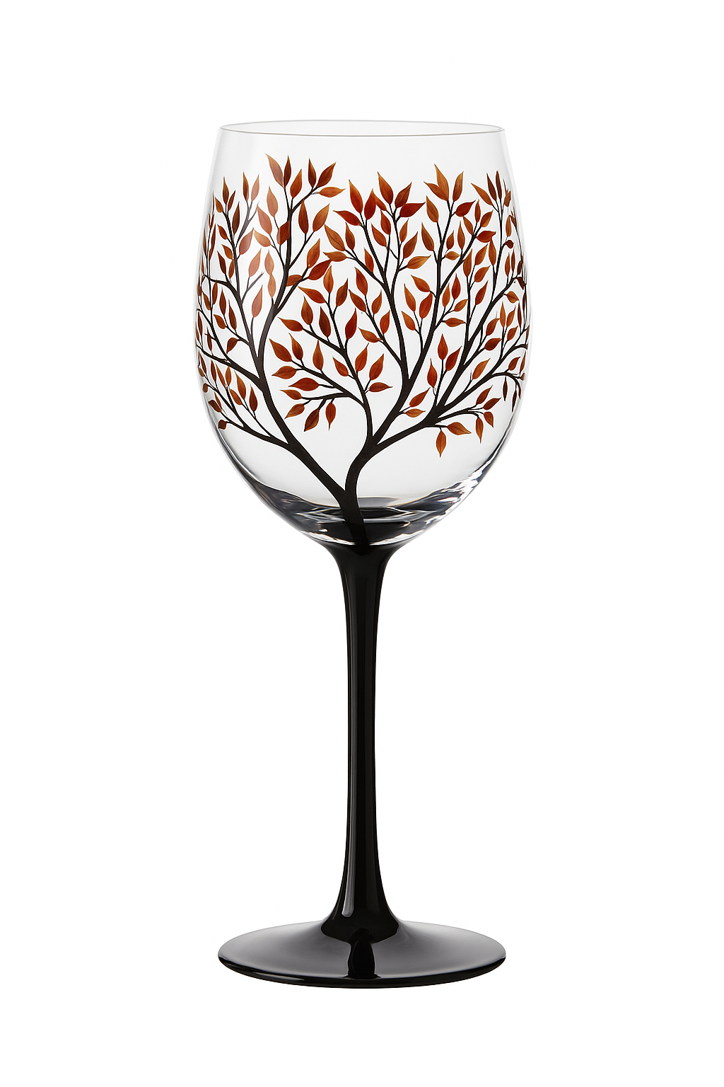 Verre à vin arbre quatre saisons peint main - vue 2 sur 2
