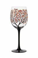 Verre à vin arbre quatre saisons peint main