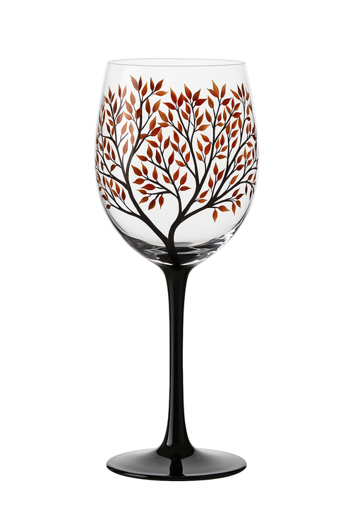 Verre à vin arbre quatre saisons peint main