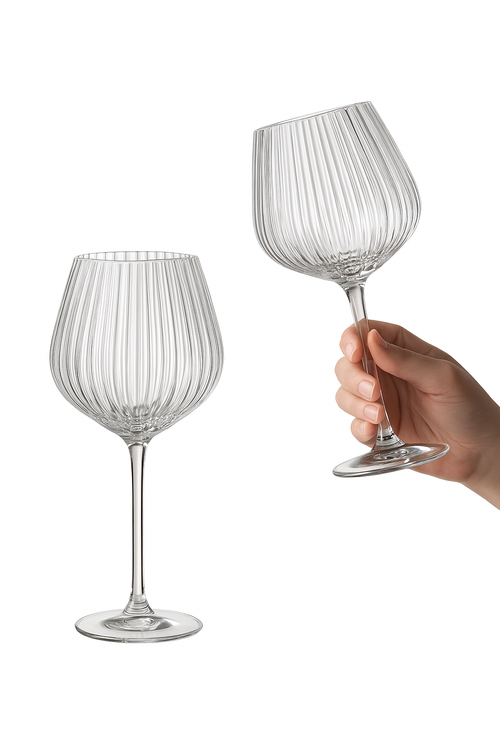 verre a vin cristal grande capacite rayures relief