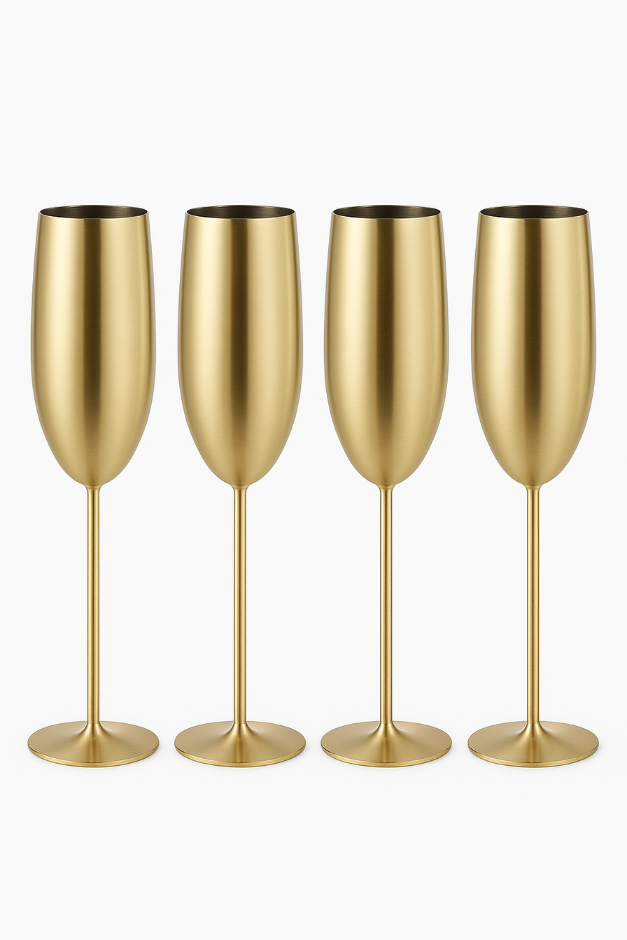 Verre champagne acier inoxydable texturé style coupe fête