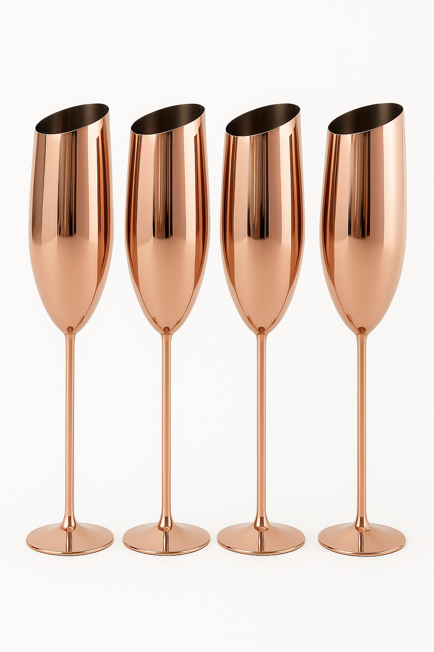 Verre champagne acier inoxydable texturé style élégant fête