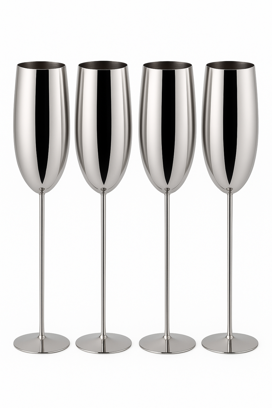 Verre champagne acier inoxydable texture style gobelet bar