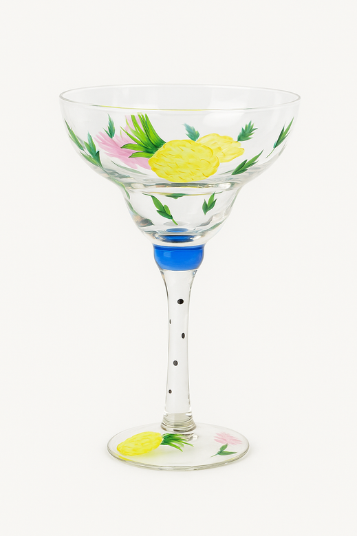 Verre cocktail creatif flamant motif rayures main