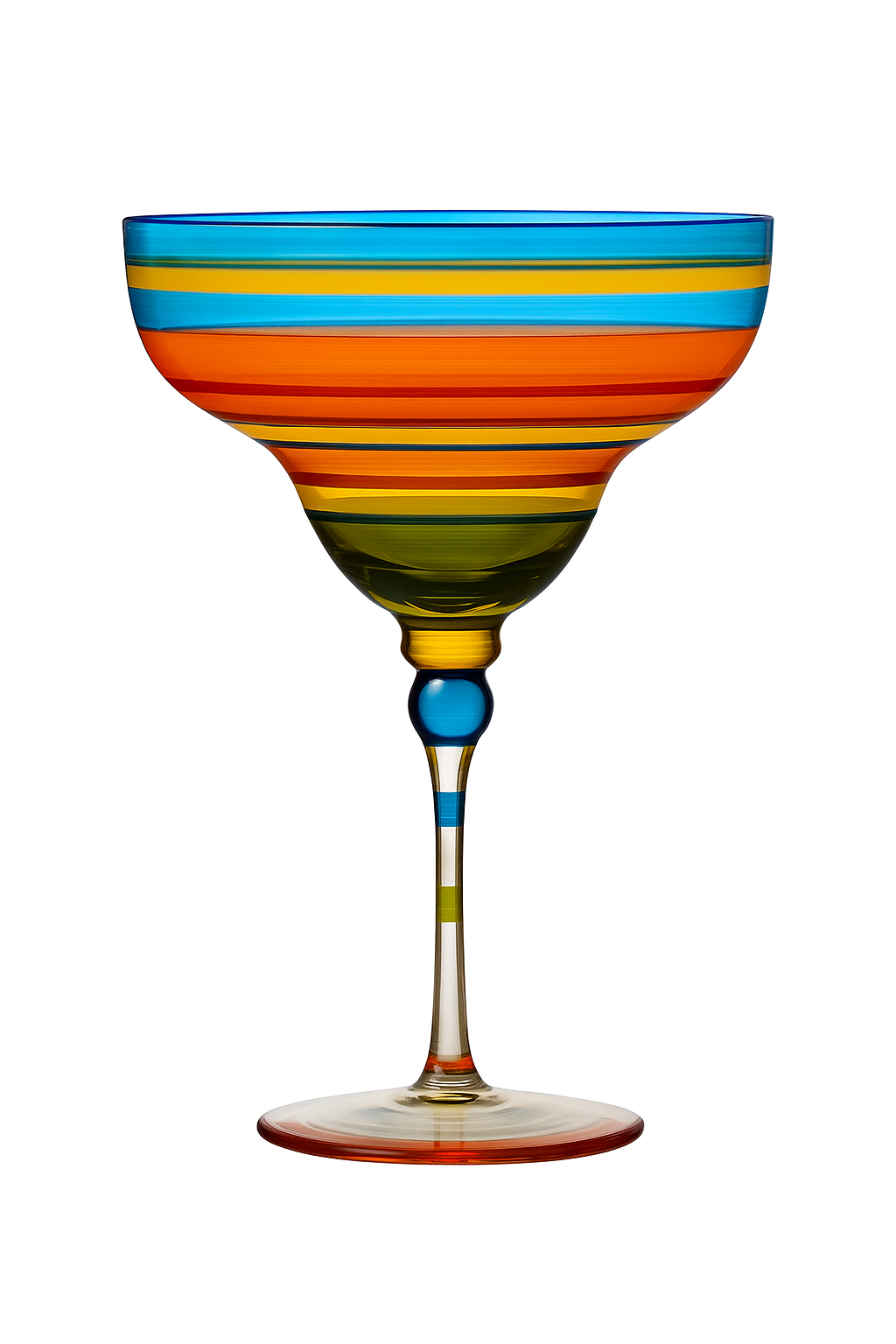 Verre cocktail margarita peint flamant motif rayures