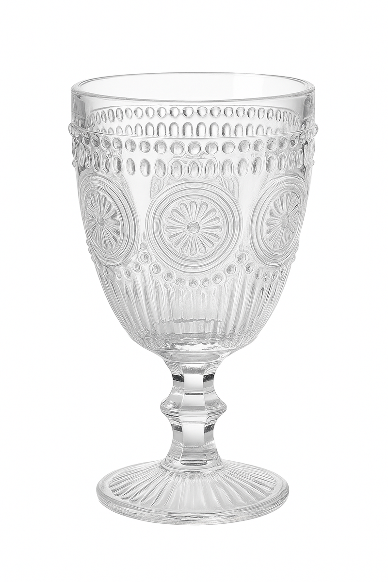 Verre gobelet à pied tournesol relief 300 ml
