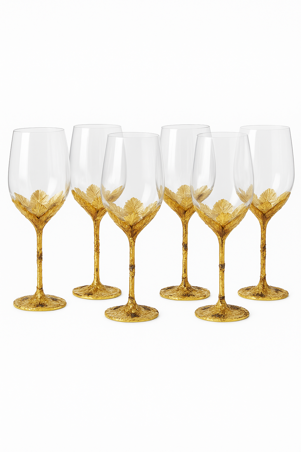 Verres à vin cristal émaillé style floral décoratif
