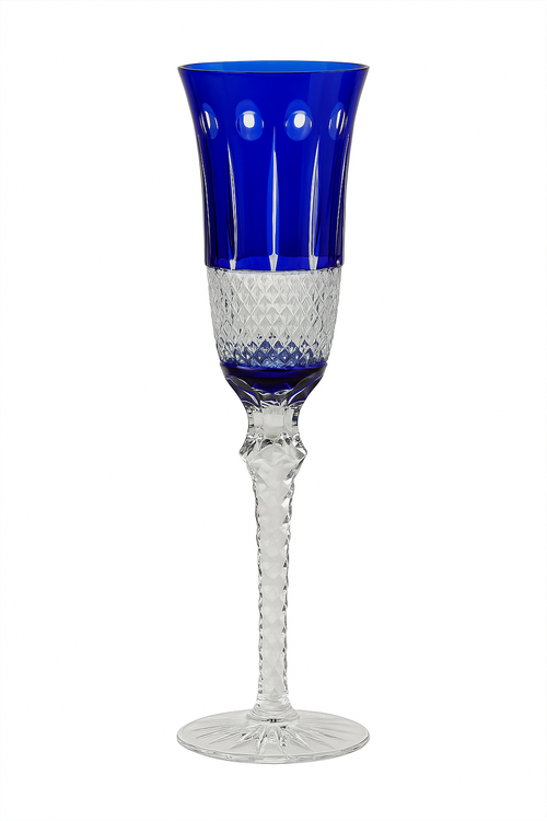 Verres vin cristal style antique gravés pied travaillé