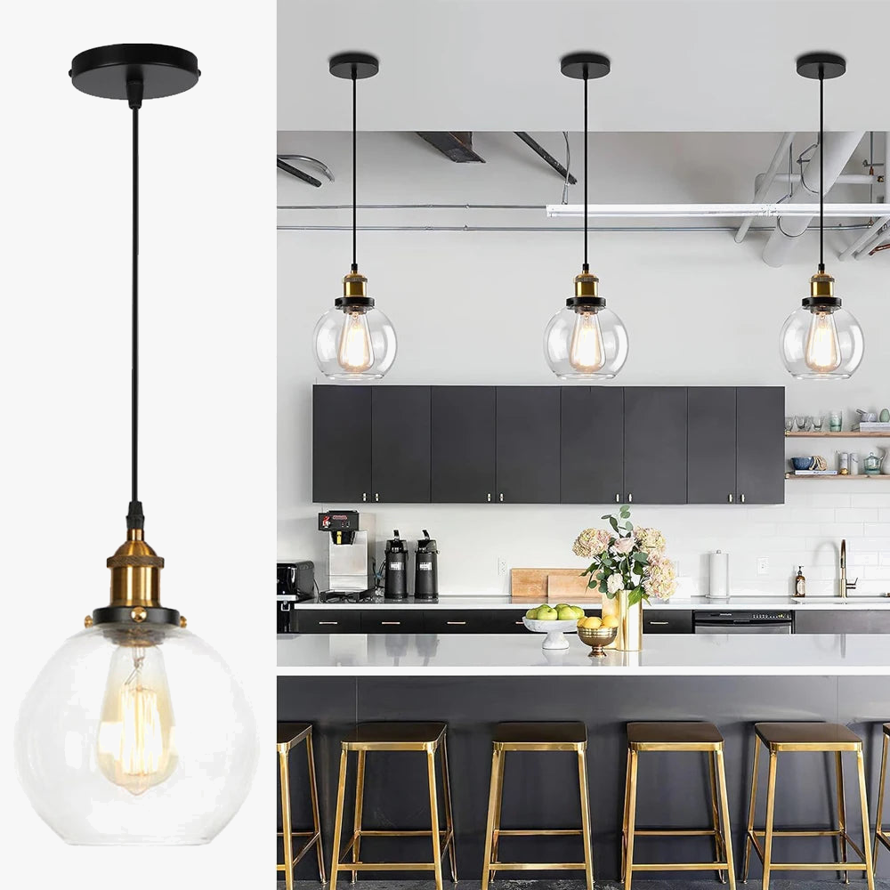 Vintage verre suspension Edison Blub plafonnier rétro suspendu Lustre ménage Luminaire industriel salon lit chambre décor
