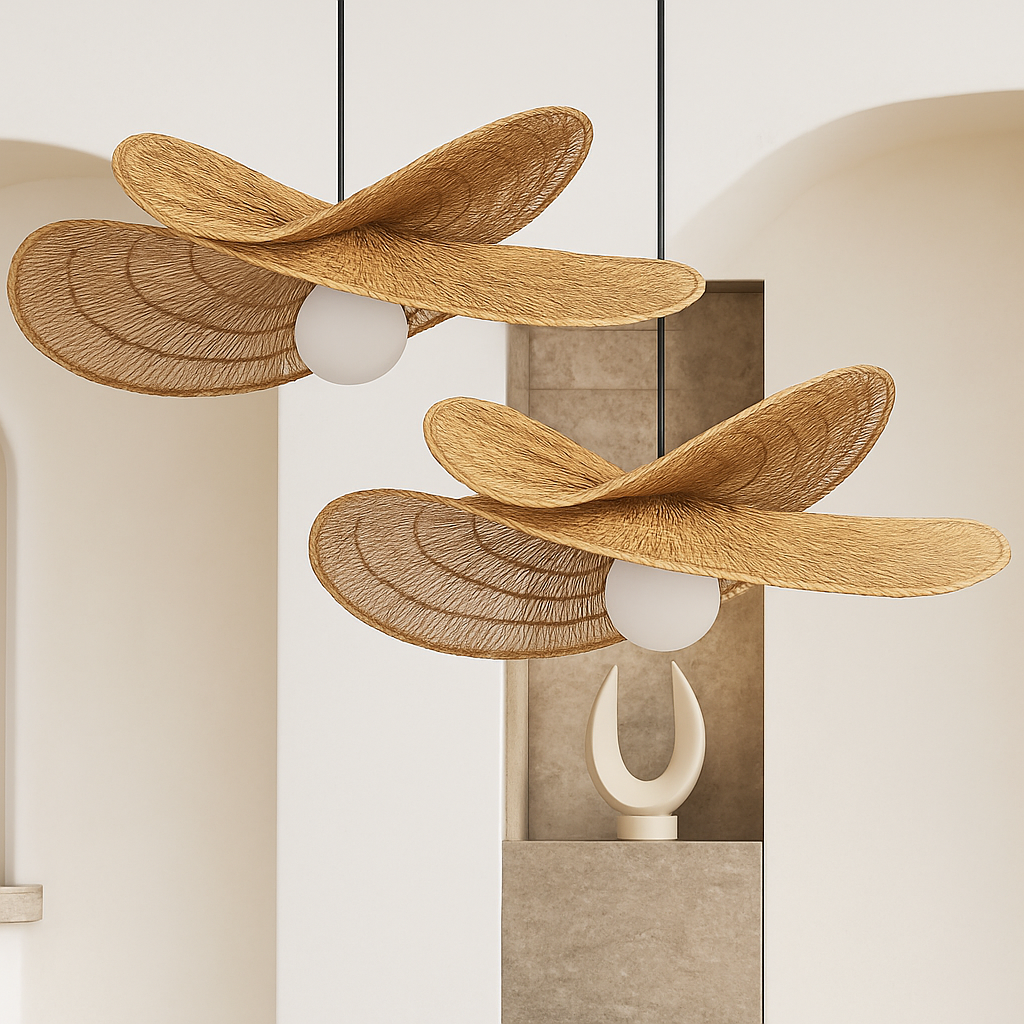 Wabi-sabi Style suspension lumières rotin tissé à la main lampe Restaurant décor à la maison chambre salon créatif salle à manger lustres - vue 4 sur 15
