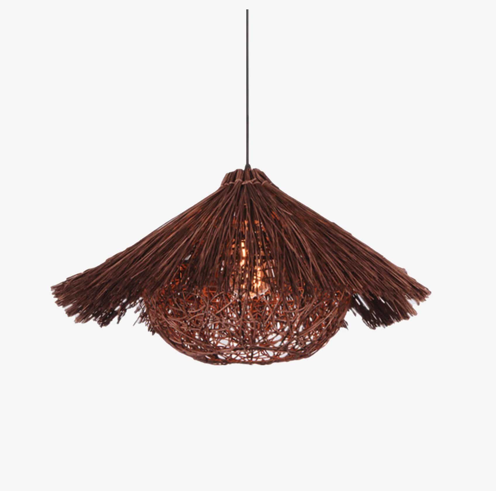 Suspension conique en rotin bambou