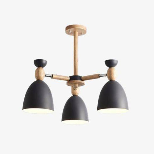 Lustre LED avec bras en bois et abats-jours arrondis