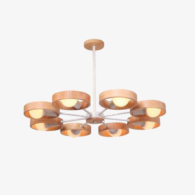 Lustre moderne à LED avec disque en bois style Japan
