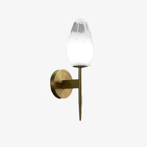 Applique murale design LED dorée avec abat-jour cristal