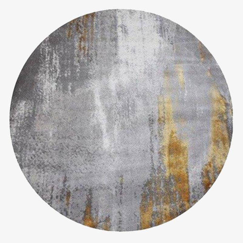 Tapis design rond gris avec tâches dorées Thick A