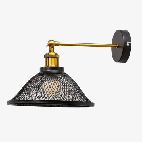 Applique murale design à LED avec abat-jour cage en métal noir Rétro