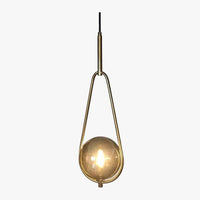 Design-LED-Pendelleuchte mit Glaskugel und Metall Loft