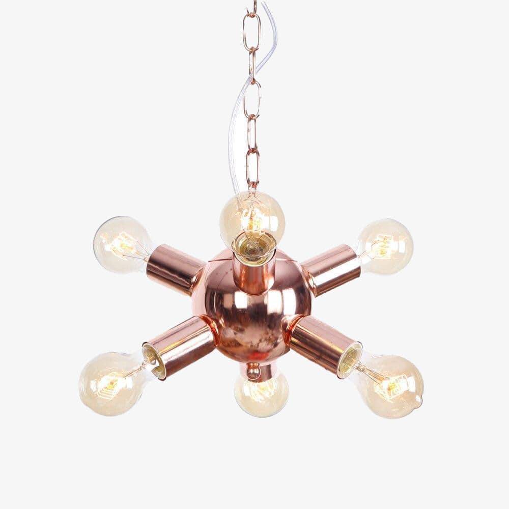 Lustre design LED en métal rose gold avec plusieurs lampes Fly