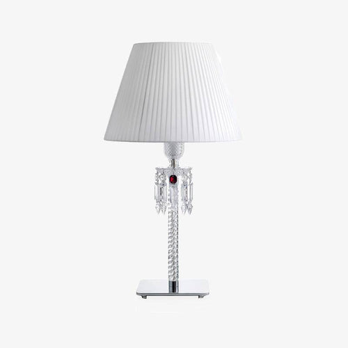 Lampe de chevet rétro LED avec abat-jour blanc et verre cristal Diamond