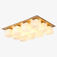Plafonnier en bois avec plusieurs lampes LED