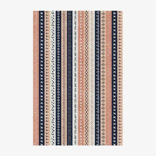 Tapis rectangle aux motifs géométriques roses et noirs style Keecy