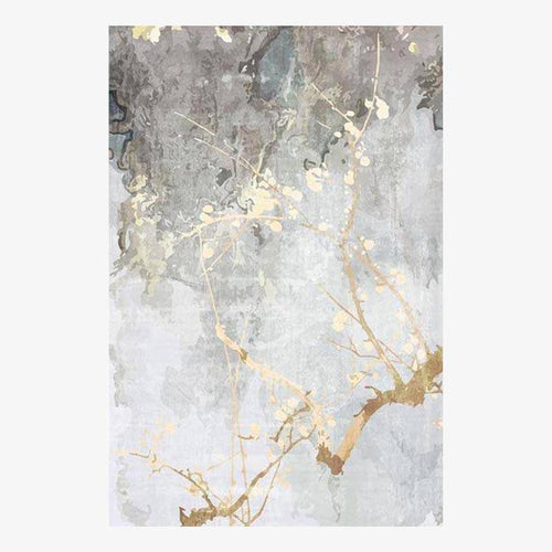 Tapis rectangle moderne gris avec arbre doré Sofa B