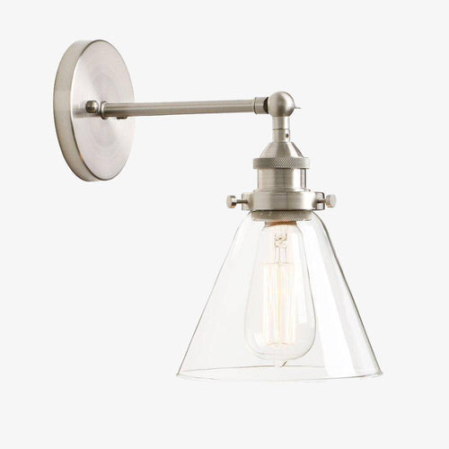 Retro LED-Wandleuchte aus Metall mit Glasschirm Permo