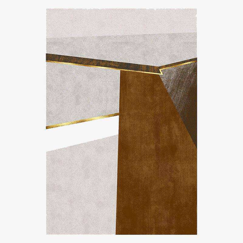 Tapis moderne rectangle style géométrique doré A