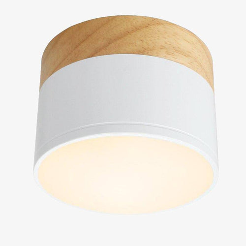 Spot moderne LED rond avec base en bois Loft