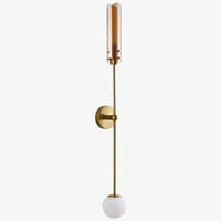 LED-Wandleuchte im nordischen Design mit goldener Stange und Glas