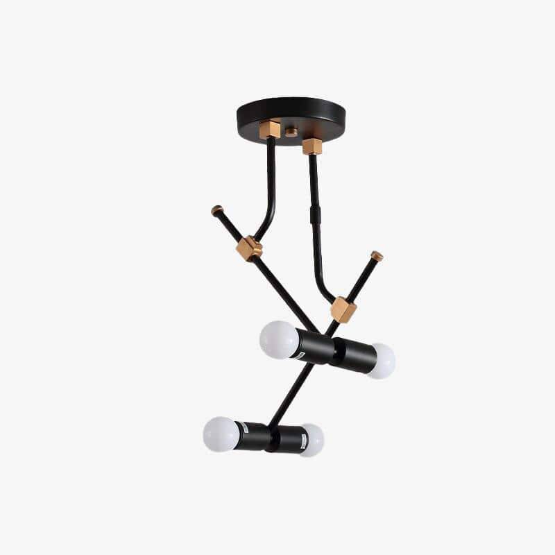 Suspension moderne à LED en métal noir et branches rétro