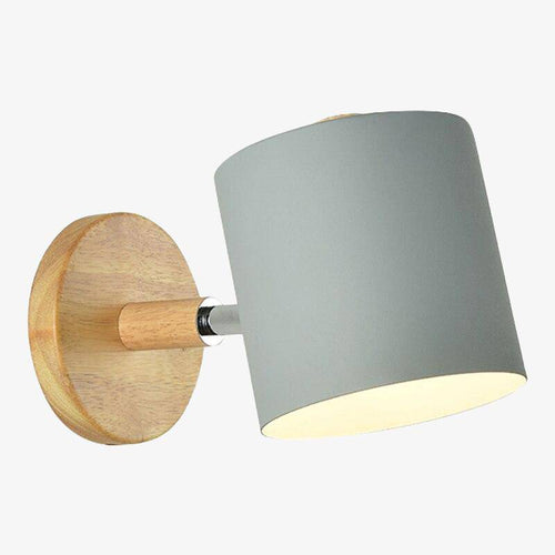 Applique murale moderne LED en bois avec abat-jour en tissu coloré