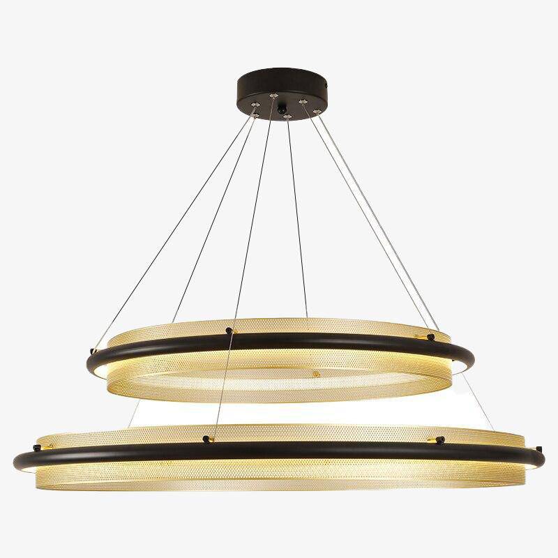Lustre design à LED avec anneau en métal doré Luxury