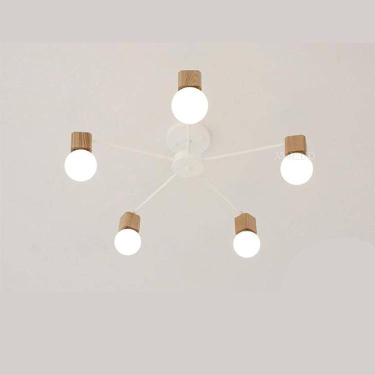 Plafonnier LED en bois et métal à une ou plusieurs lampes - vue 7 sur 8