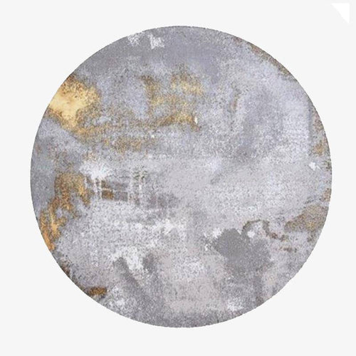 Tapis design rond gris avec tâches dorées Thick B