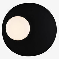 Design-Wandleuchte mit LED und schwarzer Metallscheibe im Loft-Stil