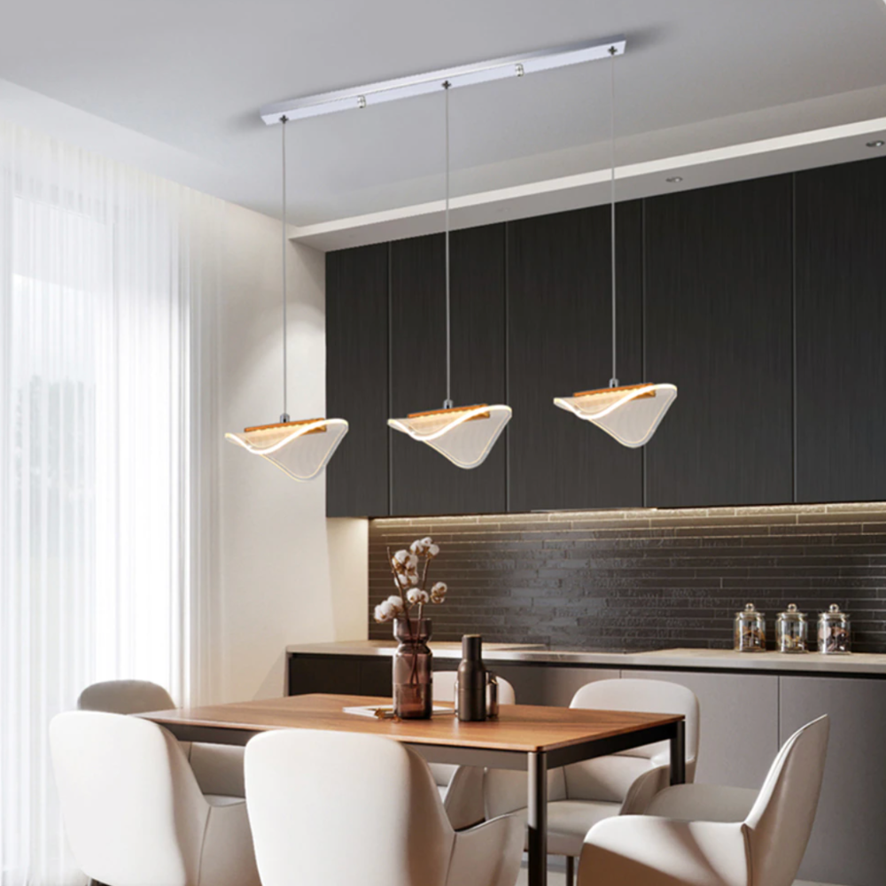 Lustre moderne LED avec abat-jour blanc et arrondi Astrid - vue 5 sur 7