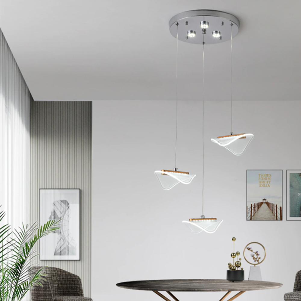 Lustre moderne LED avec abat-jour blanc et arrondi Astrid - vue 4 sur 7