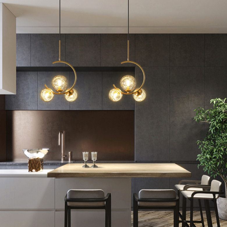 Suspension design LED dorée avec cercle en métal Shadow - vue 3 sur 7