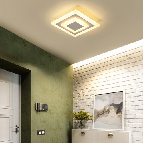 Plafonnier design LED en forme circulaire ou carré en métal Davis - vue 5 sur 8