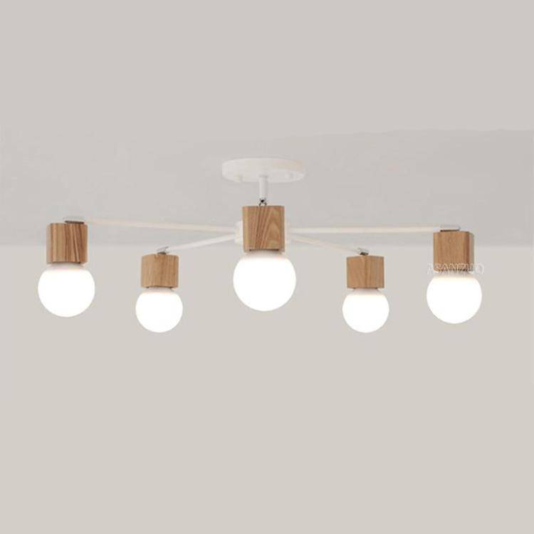 Plafonnier LED en bois et métal à une ou plusieurs lampes - vue 8 sur 8