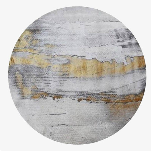 Tapis design rond gris avec tâches dorées Thick E