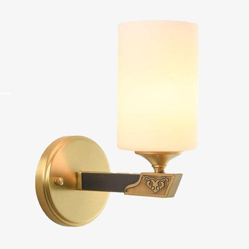 Applique murale doré avec abat-jour cylindrique en verre Indoor