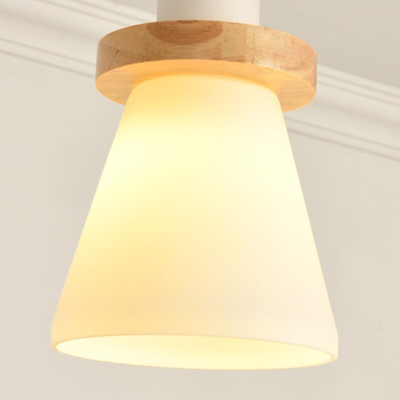 Suspension scandinave LED abat-jour en verre et en bois Kaylie
