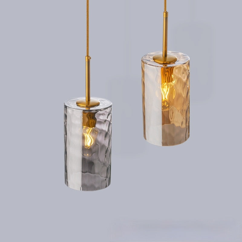 Suspension avec abat-jour en verre cylindrique Raven - vue 2 sur 9